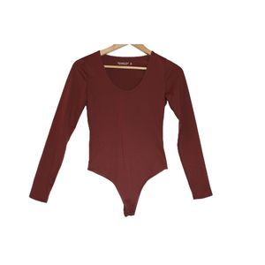 Womens Abercrombie & Fitch Soft AF Burgundy Red Long Sleeve Bodysuit Top Size XS